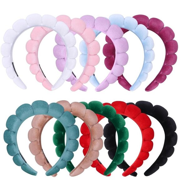 10 Pcs Velvet Spa Headbands Soft Makeup Face Wash Beauty Routine Gift